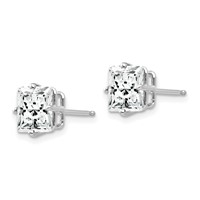 14K White Gold 7mm Cubic Zirconia Post Earrings view 2