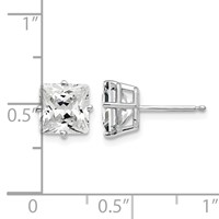 14K White Gold 7mm Cubic Zirconia Post Earrings view 4