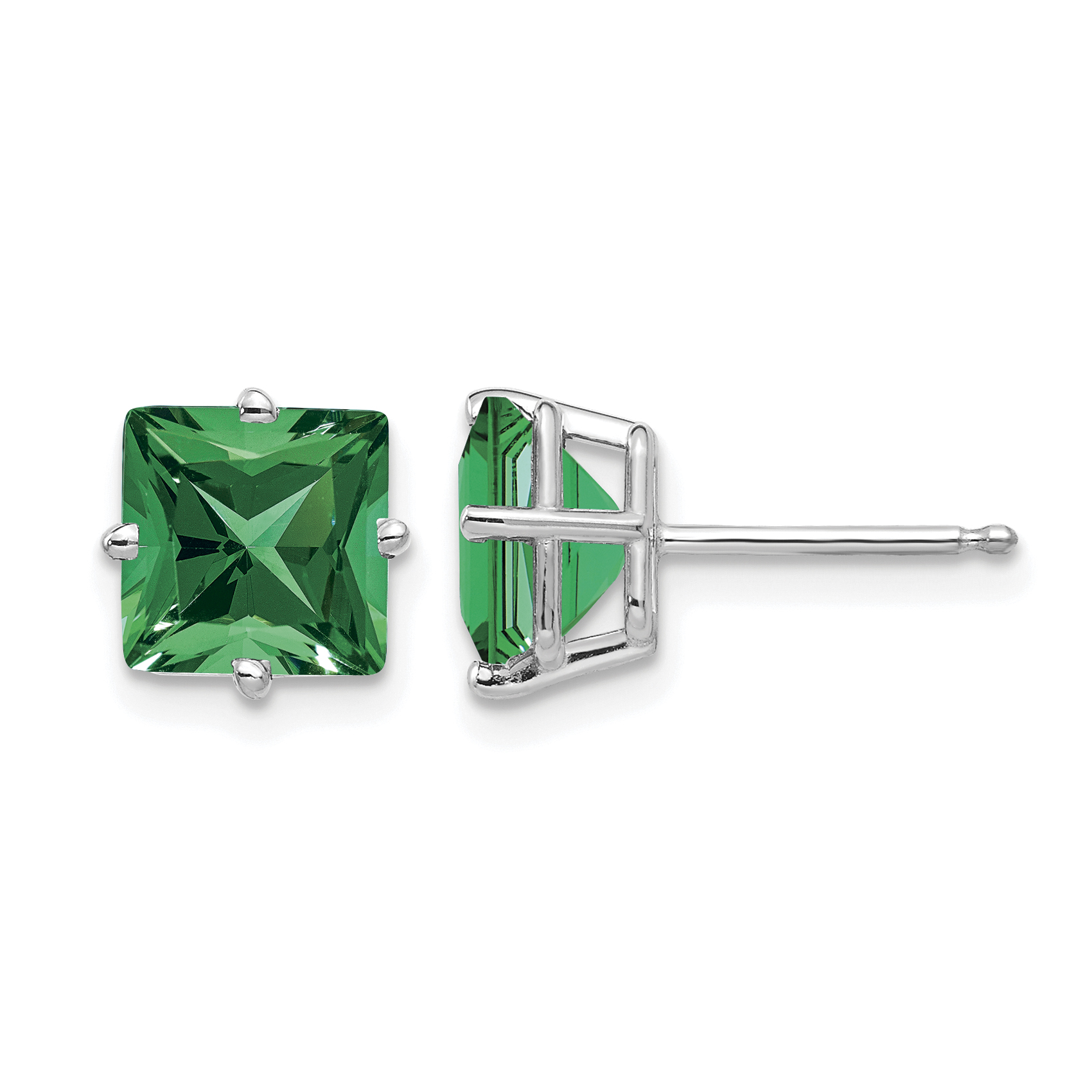 14k White Gold 7mm Princess Cut Mount St. Helens Earrings (XE63WMS)