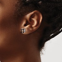 14K White Gold 7mm Square Smoky Quartz Post Earrings view 3