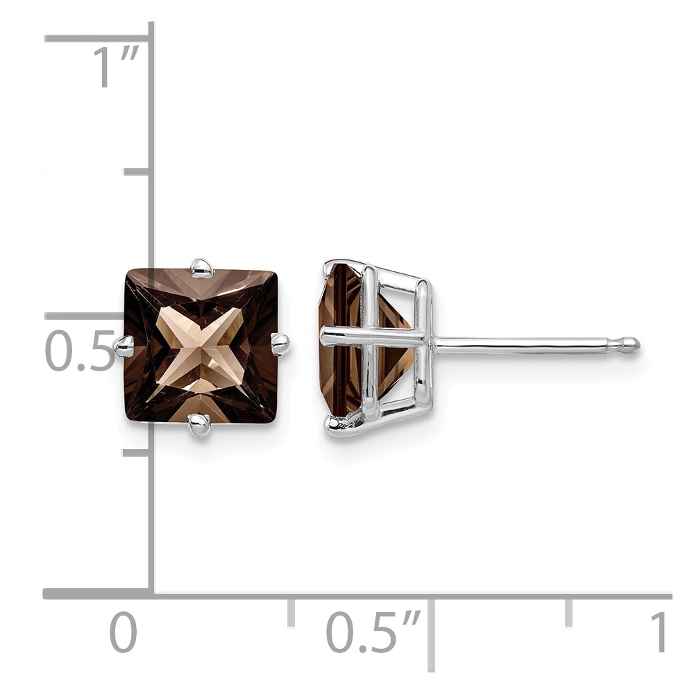 14kw 7mm Square Smoky Quartz Earrings (XE63WSQ)