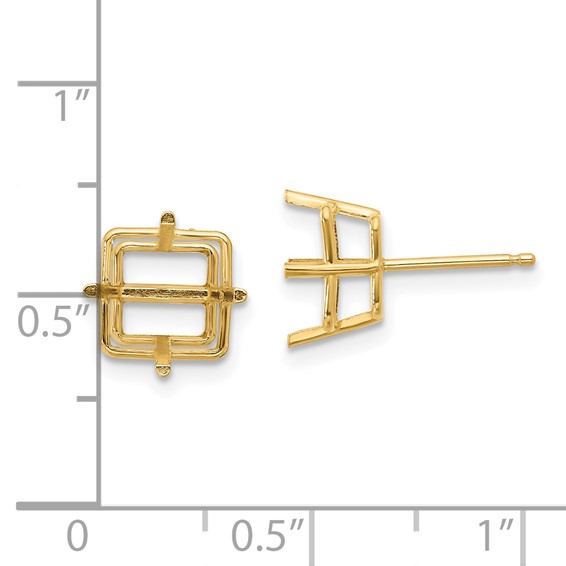 14k 8mm Square Earring Mountings
