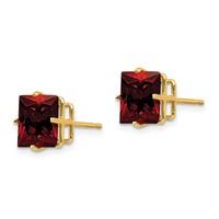 14K 8mm Princess-cut Garnet Post Earrings view 2