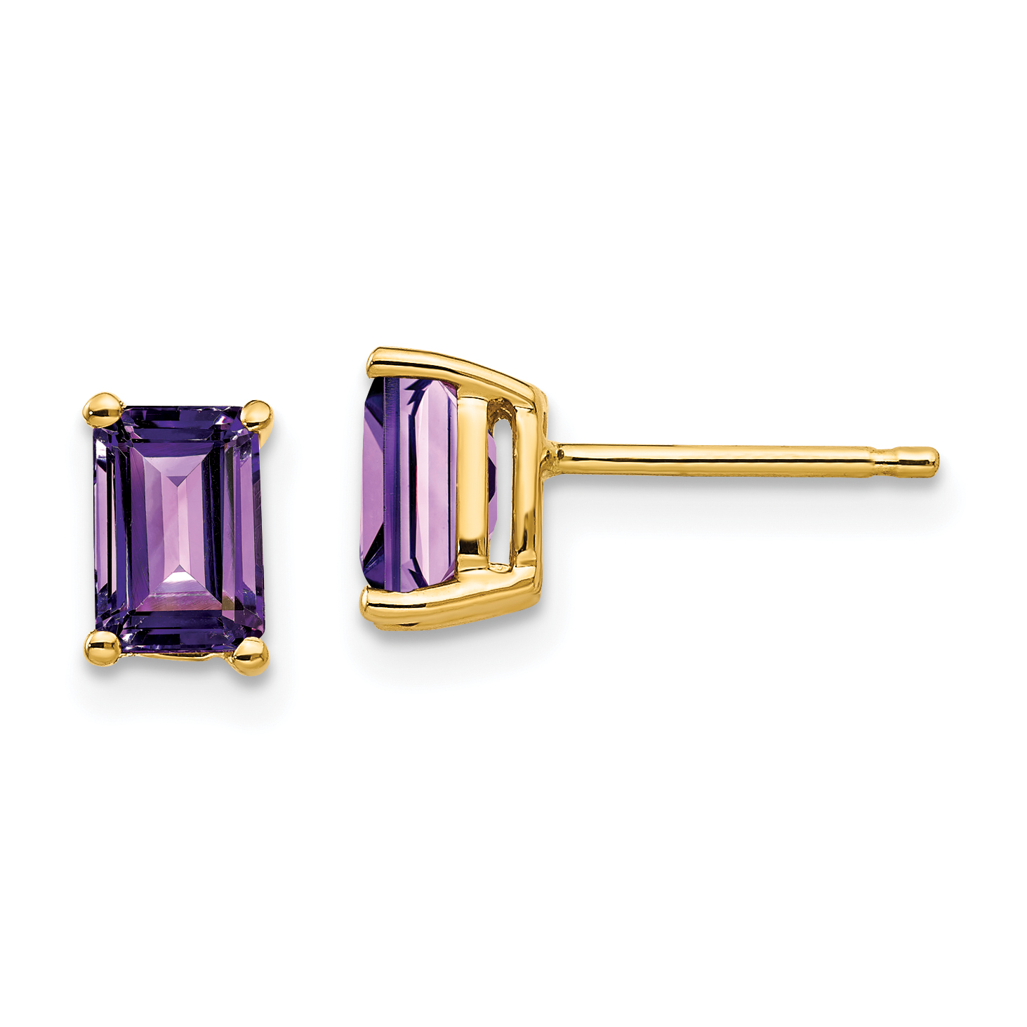 14k 6x4mm Emerald Cut Amethyst Earrings (XE65AM)