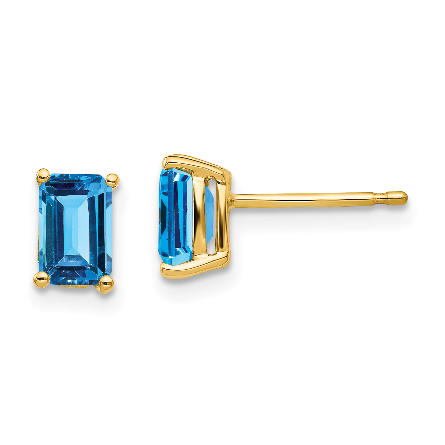 14k 6x4mm Emerald Cut Blue Topaz Earrings (XE65BT)