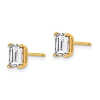 14K Yellow Gold 6x 4mm Octagon Radiant-cut Cubic Zirconia Post Earrings view 2