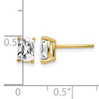 14K Yellow Gold 6x 4mm Octagon Radiant-cut Cubic Zirconia Post Earrings view 4