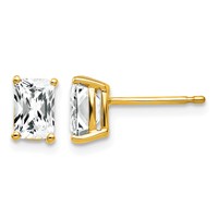14K Yellow Gold 6x 4mm Octagon Radiant-cut Cubic Zirconia Post Earrings view 1