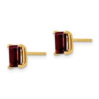 14K Yellow Gold 6x 4mm Emerald-cut Garnet Post Earrings view 2
