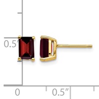 14K Yellow Gold 6x 4mm Emerald-cut Garnet Post Earrings view 4
