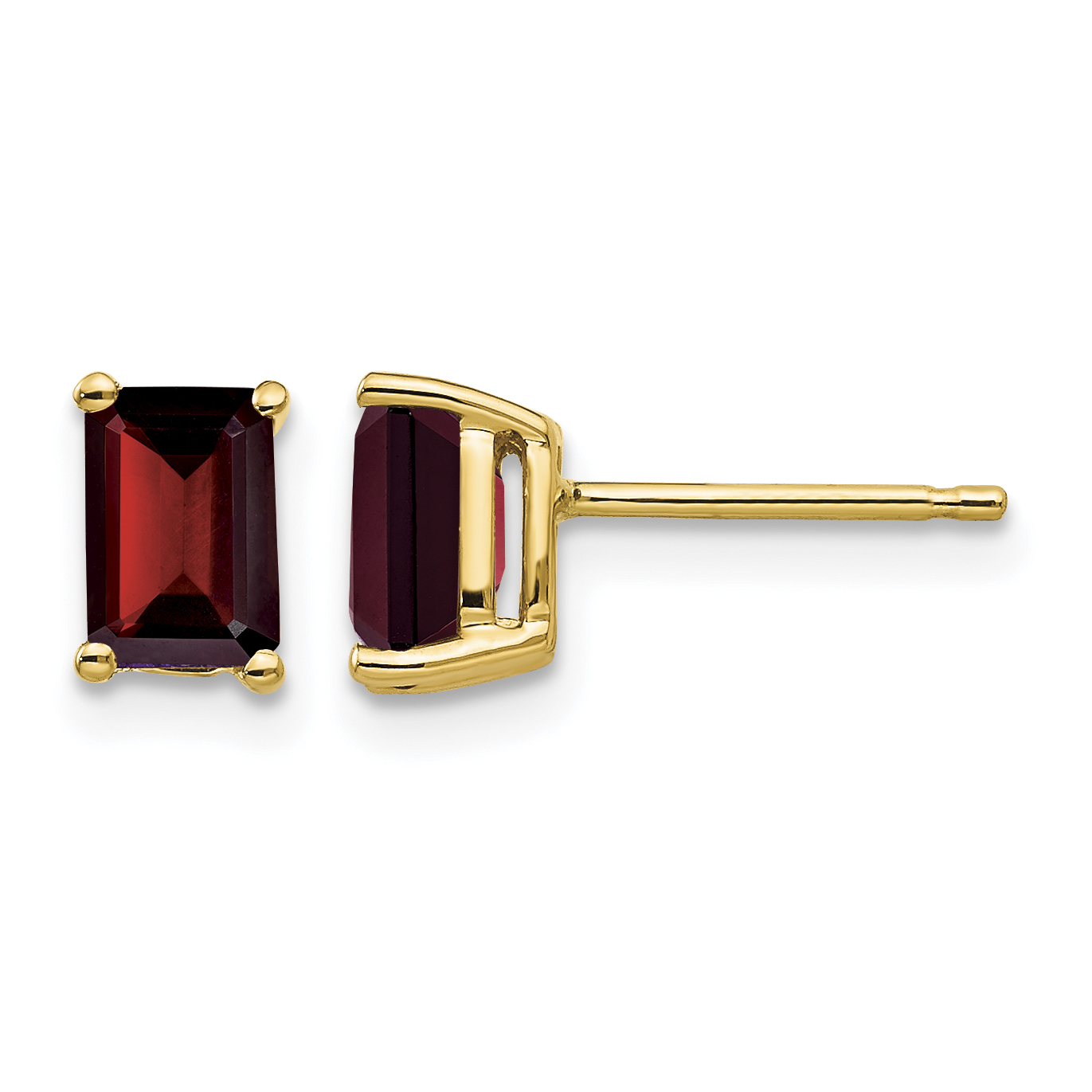 14k 6x4mm Emerald Cut Garnet Earrings (XE65GA)
