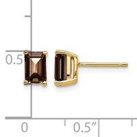 14K 6x4mm Emerald-cut Smoky Quartz Post Earrings view 4