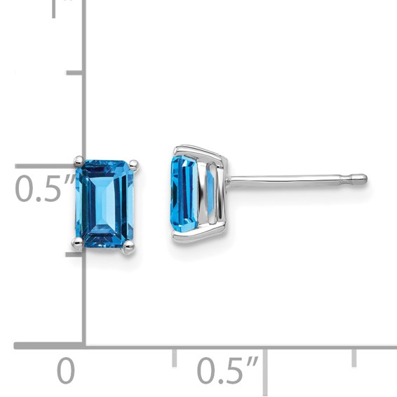14k White Gold 6x4mm Emerald-cut Post Earring Mountings