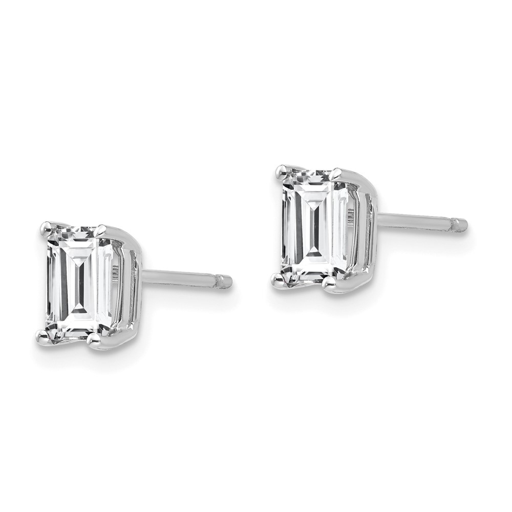 14k White Gold 6x4mm Radiant Cut Cubic Zirconia Earrings (XE65WCZ)