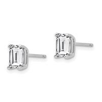 14K White Gold 6x 4mm Octagon Radiant-Cut Cubic Zirconia Post Earrings view 2