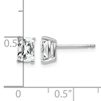 14K White Gold 6x 4mm Octagon Radiant-Cut Cubic Zirconia Post Earrings view 4
