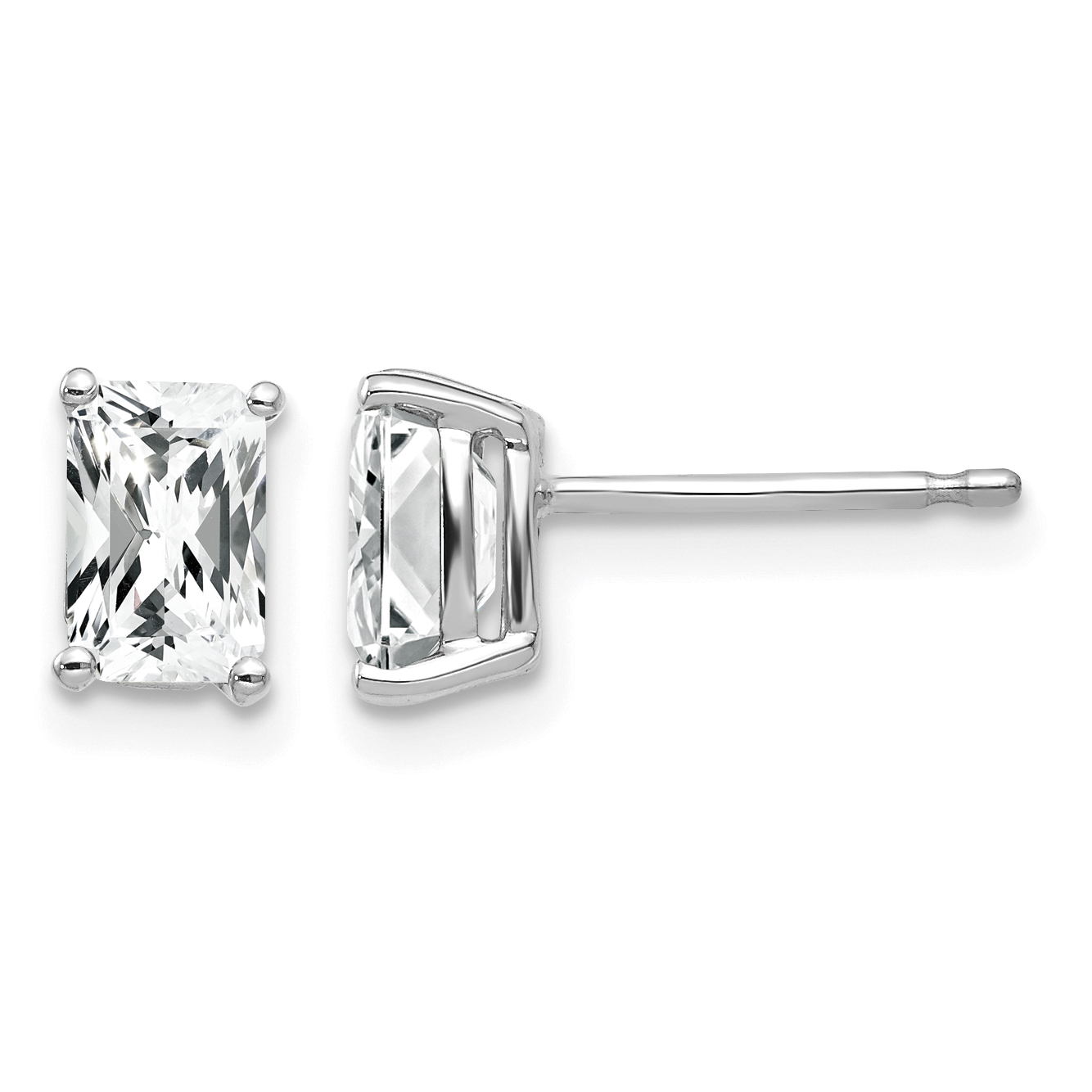 14k White Gold 6x4mm Radiant Cut Cubic Zirconia Earrings (XE65WCZ)