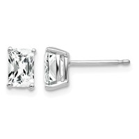 14K White Gold 6x 4mm Octagon Radiant-Cut Cubic Zirconia Post Earrings view 1