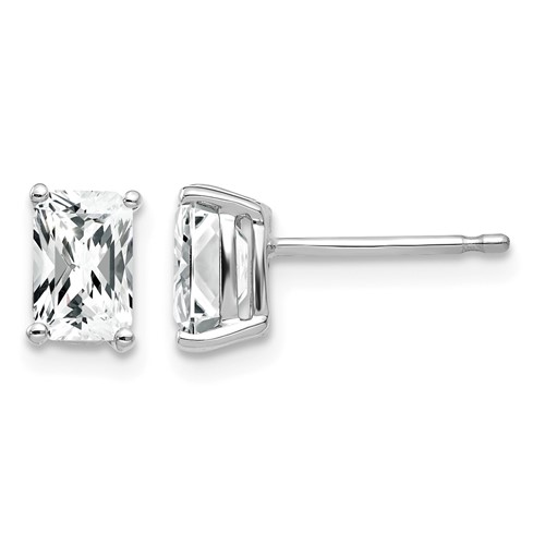 14K White Gold 6x 4mm Octagon Radiant-Cut Cubic Zirconia Post Earrings