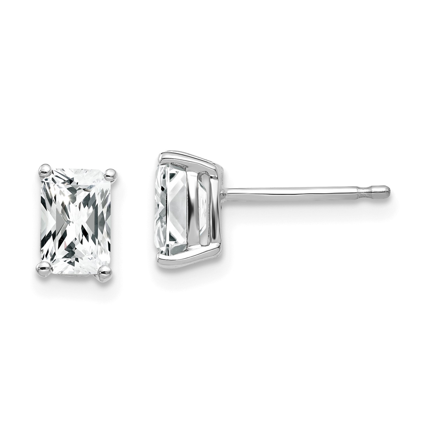 14k White Gold 6x4mm Emerald Cut Cubic Zirconia Earrings Ebay Image Is Loading 14k White Gold 6x4mm Emerald Cut Cubic Zirconia