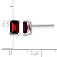 14K White Gold 6x4mm Emerald-cut Garnet Post Earrings view 4