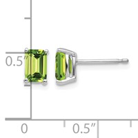 14K White Gold 6x 4mm Emerald-Cut Peridot Post Earrings view 4