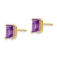 14K 7x5mm Emerald-Cut Amethyst Post Earrings view 2