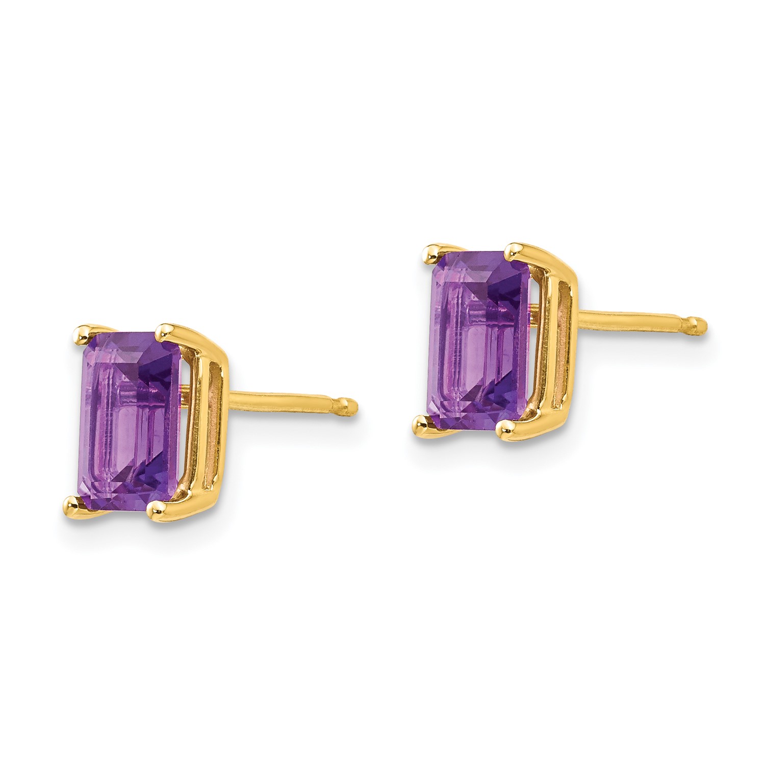 14k Yellow Gold 7x5mm Emerald Cut Amethyst Earrings Gem Wt 1 8ct 14k Yellow Gold 7x5mm Emerald Cut Amethyst Earrings