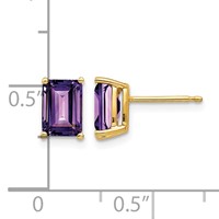 14K 7x5mm Emerald-Cut Amethyst Post Earrings view 4