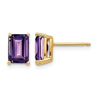 14K 7x5mm Emerald-Cut Amethyst Post Earrings view 1