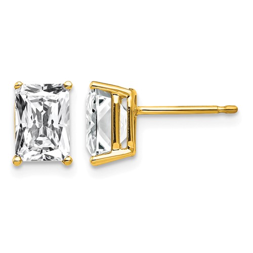14K Yellow Gold 7x 5mm Octagon Radiant-Cut Cubic Zirconia Post Earrings