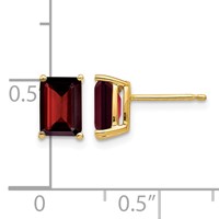 14K Yellow Gold 7x 5mm Emerald-cut Garnet Post Earrings view 4