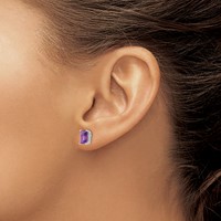 14K White Gold 7x5mm Emerald-Cut Amethyst Post Earrings view 3