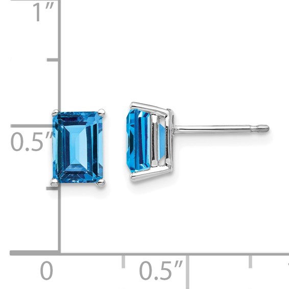 14k White Gold 7x5mm Emerald Post Earring Mountings