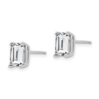 14K White Gold 7x 5mm Octagon Radiant-Cut Cubic Zirconia Post Earrings view 2