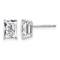 14K White Gold 7x 5mm Octagon Radiant-Cut Cubic Zirconia Post Earrings view 1