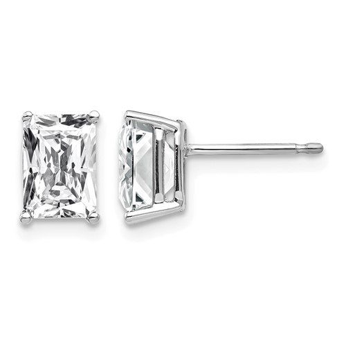 14K White Gold 7x 5mm Octagon Radiant-Cut Cubic Zirconia Post Earrings