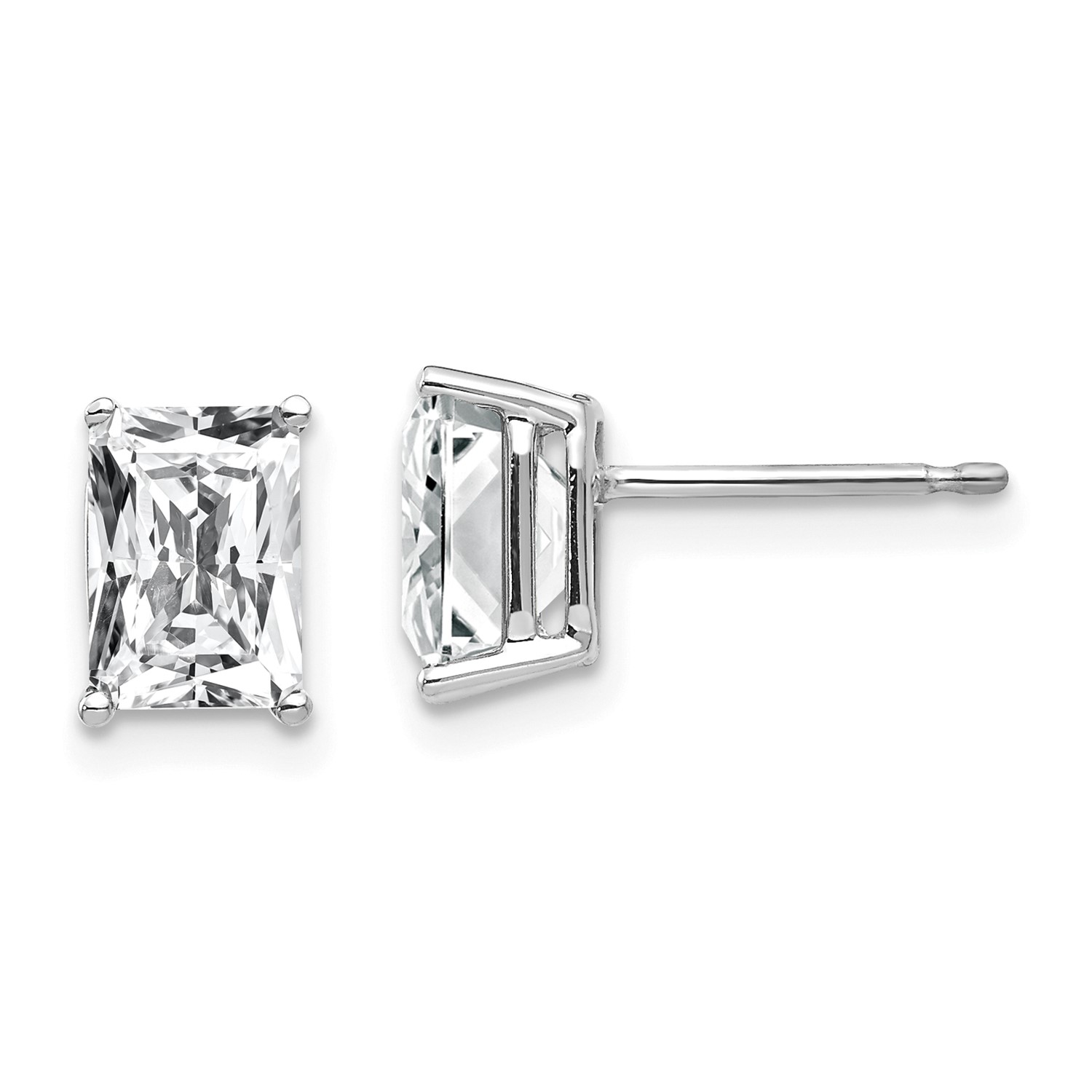 14k White Gold 7x5mm Emerald Cut Cubic Zirconia Earrings Ebay 14k White Gold 7x5mm Emerald Cut Cubic Zirconia Earrings