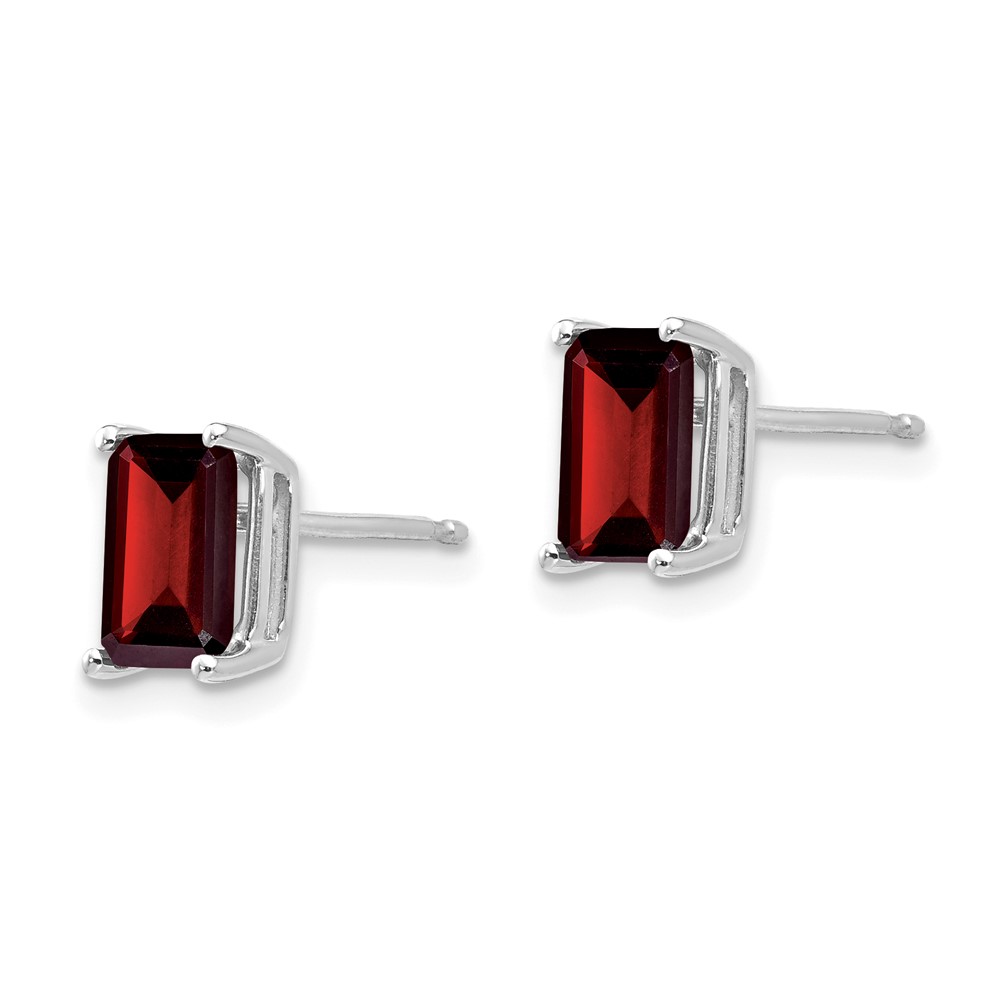 14k White Gold 7x5mm Emerald Cut Garnet Earrings (XE66WGA)