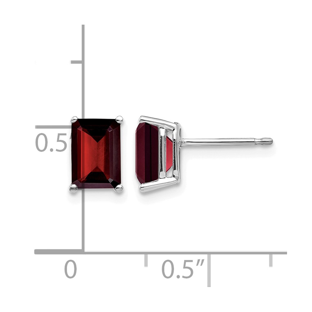 14k White Gold 7x5mm Emerald Cut Garnet Earrings (XE66WGA)