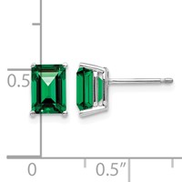 14K White Gold 7x 5mm Emerald-Cut Mount St. Helens Post Earrings view 4