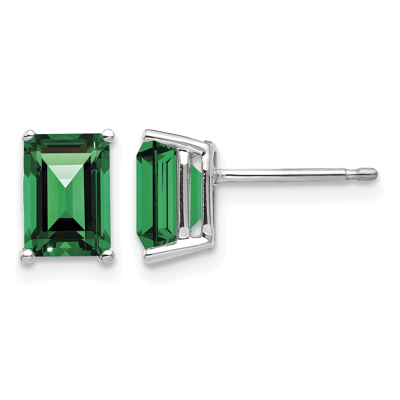 14k White Gold 7x5mm Emerald Cut Mount St. Helens Earrings (XE66WMS)