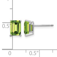14K White Gold 7x 5mm Emerald-Cut Peridot Post Earrings view 4