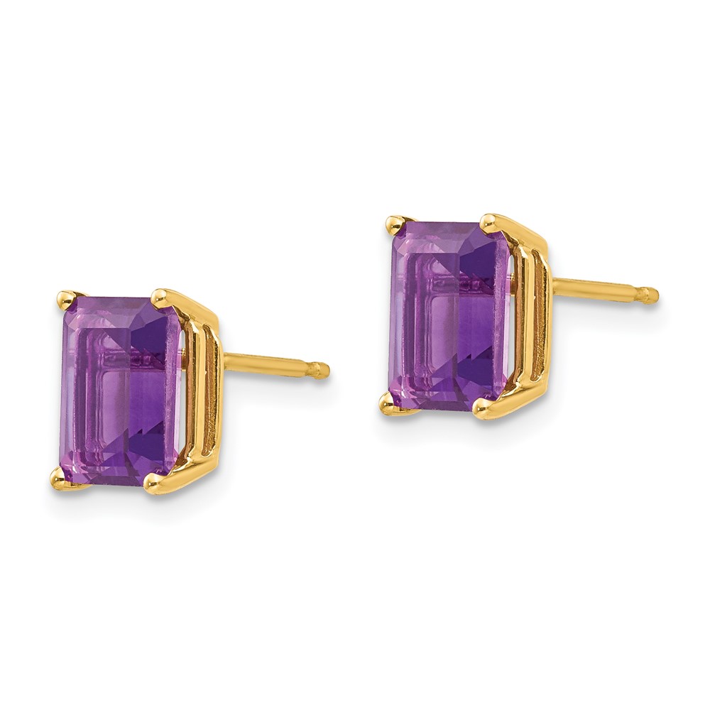 14k 8x6mm Emerald Cut Amethyst Earrings (XE67AM)