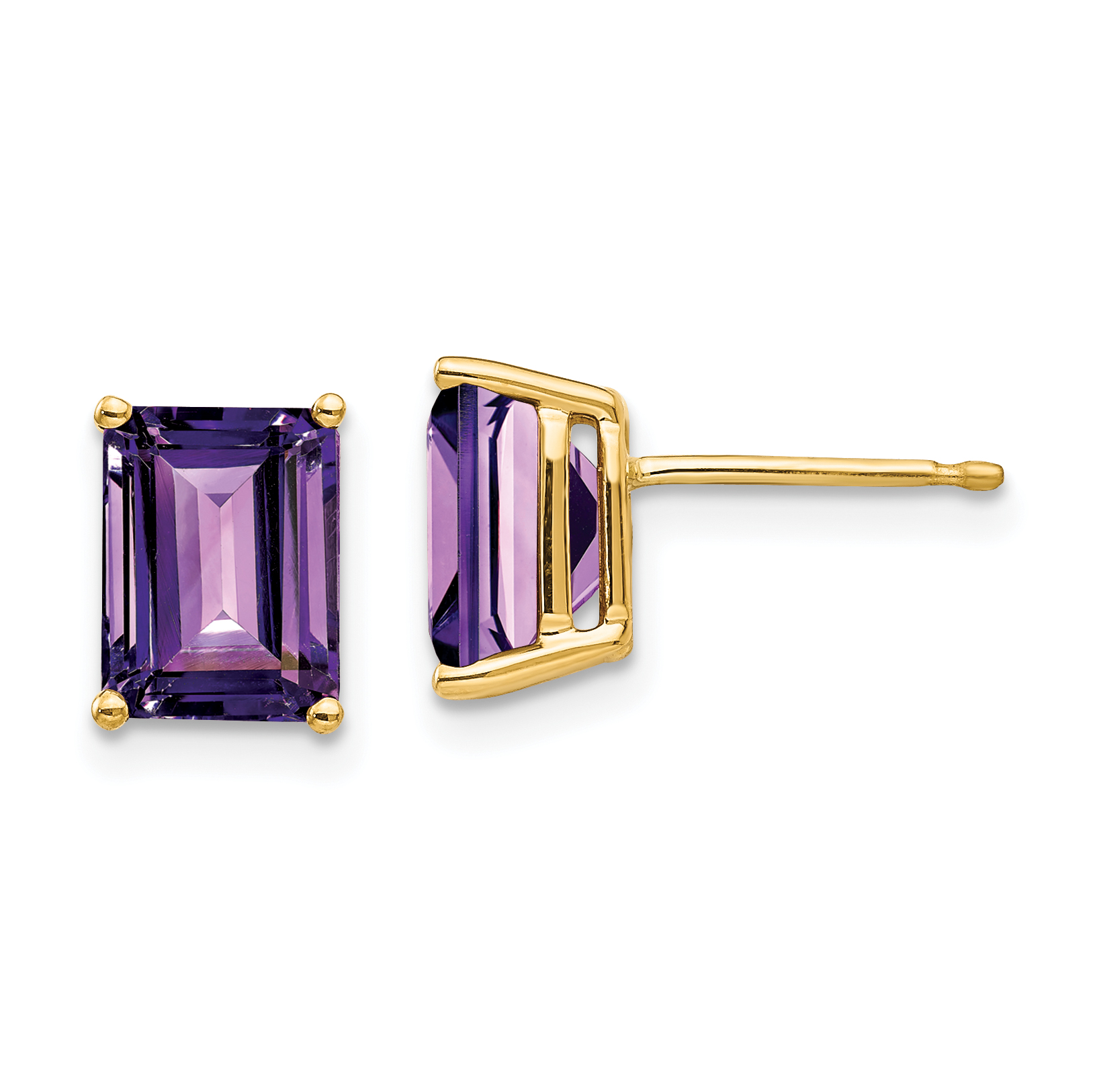 14k 8x6mm Emerald Cut Amethyst Earrings (XE67AM)