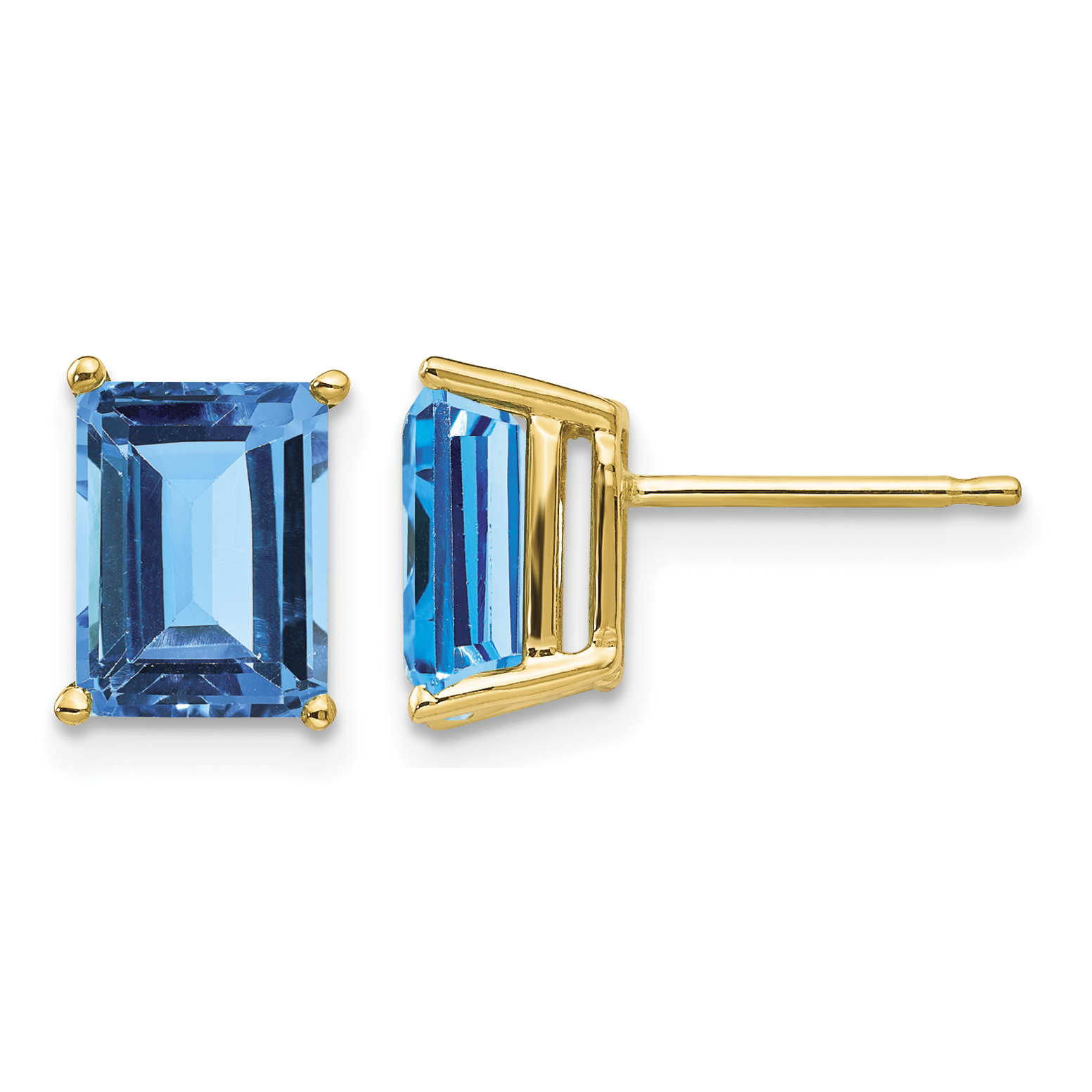 14k 8x6mm Emerald Cut Blue Topaz Earrings (XE67BT)