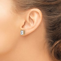 14K Yellow Gold 8x 6mm Octagon Radiant-Cut Cubic Zirconia Post Earrings view 3