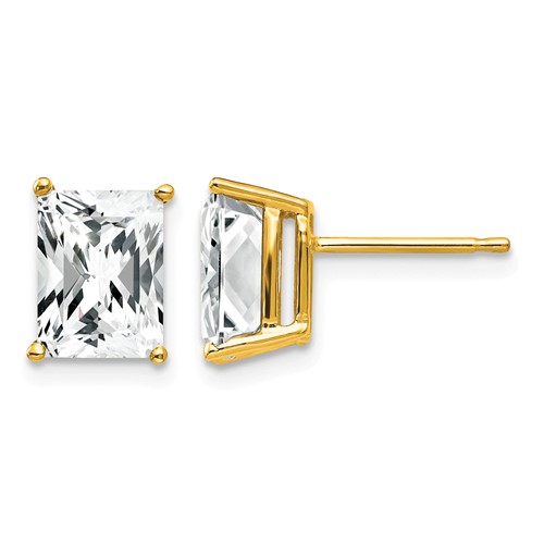 14K Yellow Gold 8x 6mm Octagon Radiant-Cut Cubic Zirconia Post Earrings