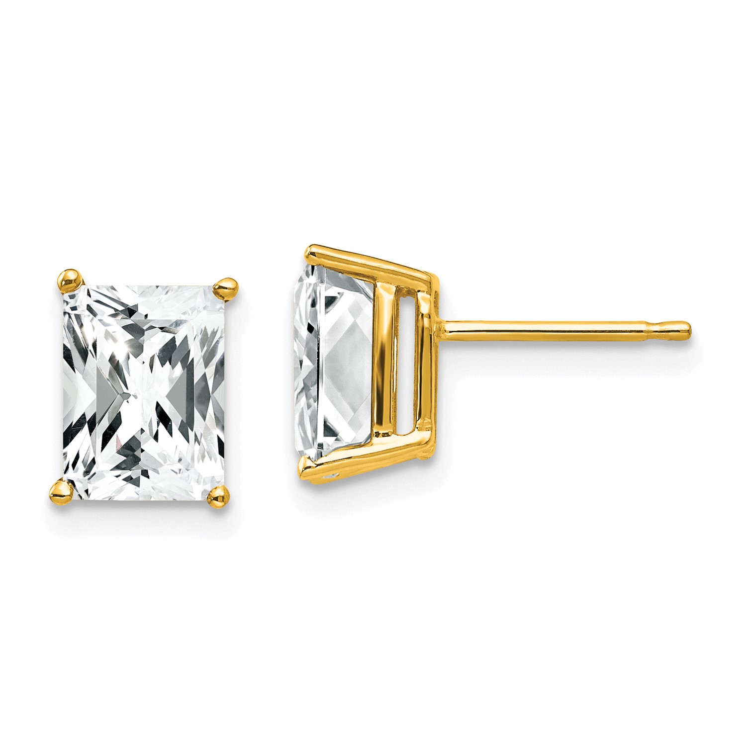 14k Yellow Gold 8x6mm Emerald Cut Cubic Zirconia Earrings Ebay Image Is Loading 14k Yellow Gold 8x6mm Emerald Cut Cubic Zirconia