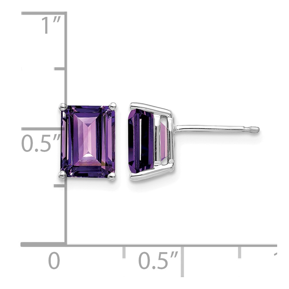 14k White Gold 8x6mm Emerald Cut Amethyst Earrings (XE67WAM)